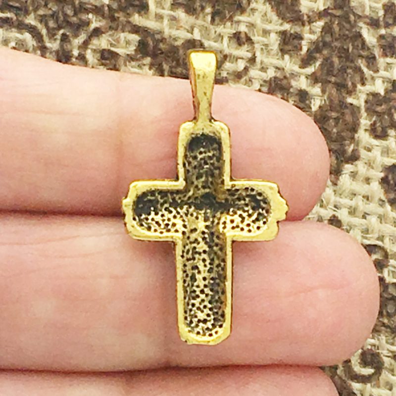 BULK 30 Gold Cross Charm Pendant by TIJC SP1217B - Image 2