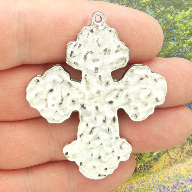 Hammered Cross Pendants for Jewelry Making
