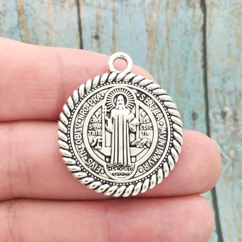 BULK 6 St Benedict Charm Medal Silver by TIJC SP1223B - Image 3