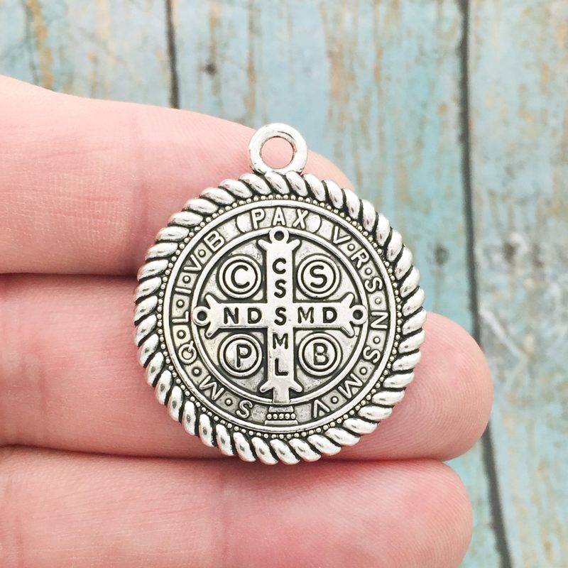BULK 6 St Benedict Charm Medal Silver by TIJC SP1223B - Image 4