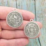 BULK 6 St Benedict Charm Medal Silver by TIJC SP1223B