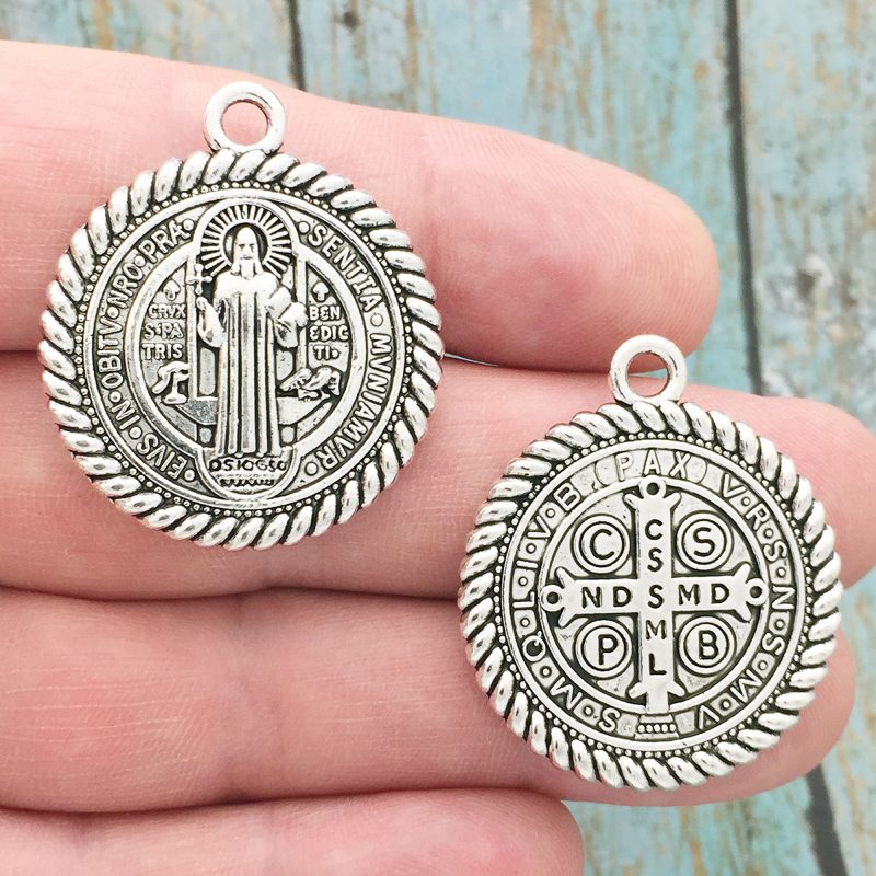 BULK 6 St Benedict Charm Medal Silver by TIJC SP1223B - Image 2