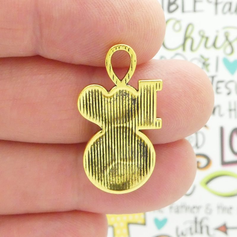 BULK 20 Gold I Love Volleyball Charm Pendant 31x17mm by TIJC SP1231B - Image 3