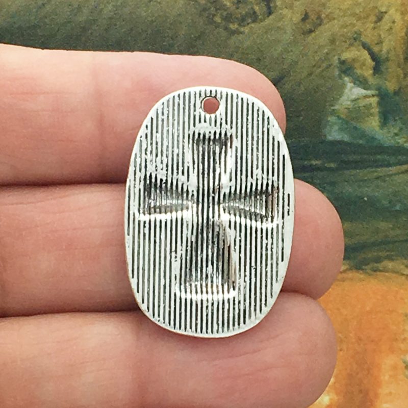 BULK 12 Hammered Silver Cross Charm Pendant by TIJC SP1239B - Image 2