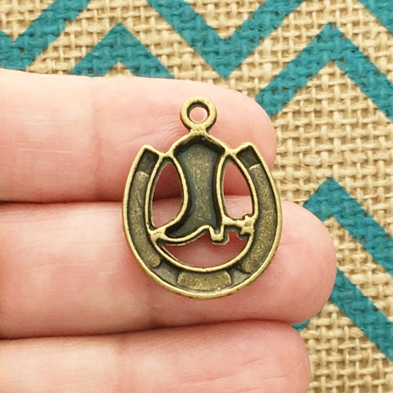 BULK 25 Horseshoe Charm Bronze  by TIJC SP1244B - Image 4