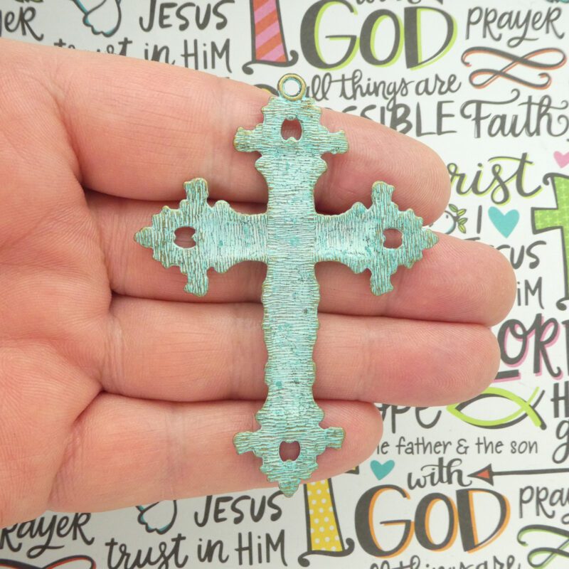 1 Gold Cross Charm Pendant 76x55mm by TIJC SP1246 - Image 4