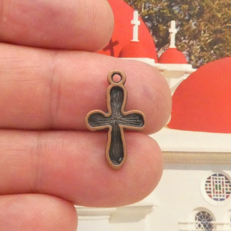 60 Hammered Copper Cross Charm 21x13mm by TIJC SP1258B - Image 3