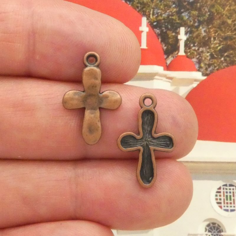 Hammered Cross Charms Bulk