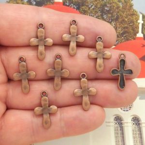 Hammered Cross Charms Wholesale