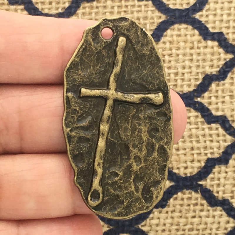 Bronze Hammered Cross Pendant