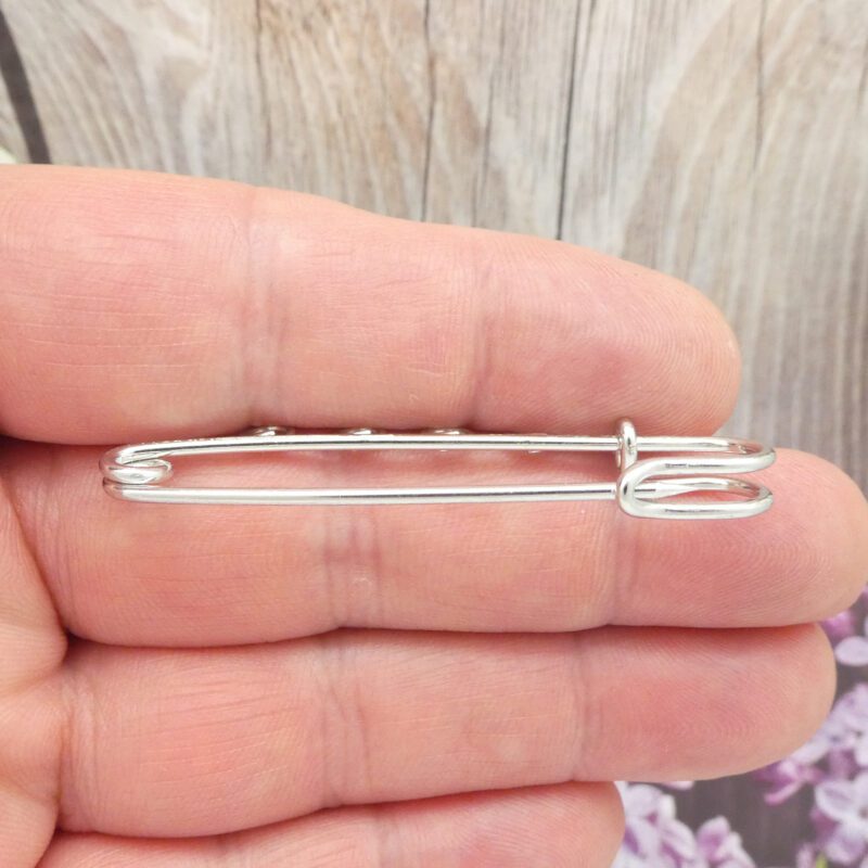 2 Silver Safety Pin Charm Holder With 4 Loops 21x75mm by TIJC SP1277 - Image 5