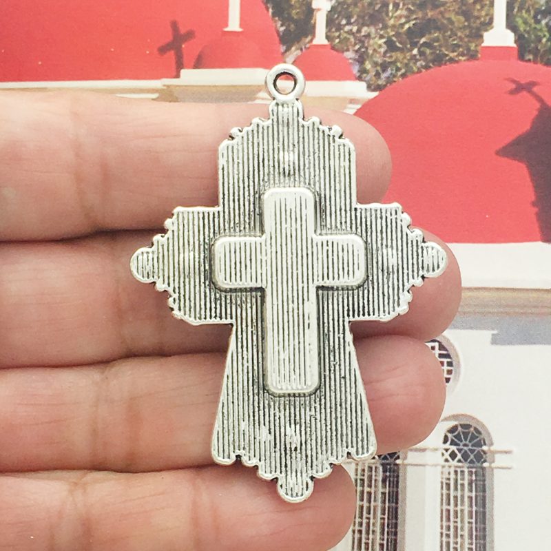 BULK 3 Turquoise Cross Charm Pendant Silver by TIJC SP1279B - Image 2