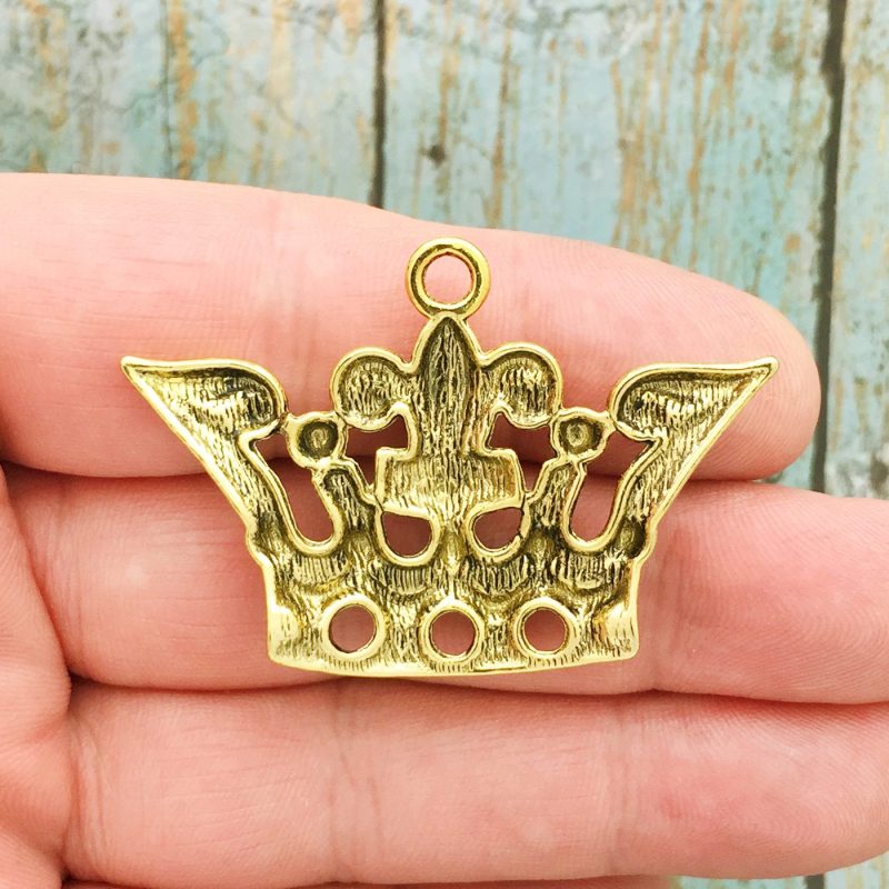 2 Gold Crown Charm Pendant by TIJC SP1285 - Image 2