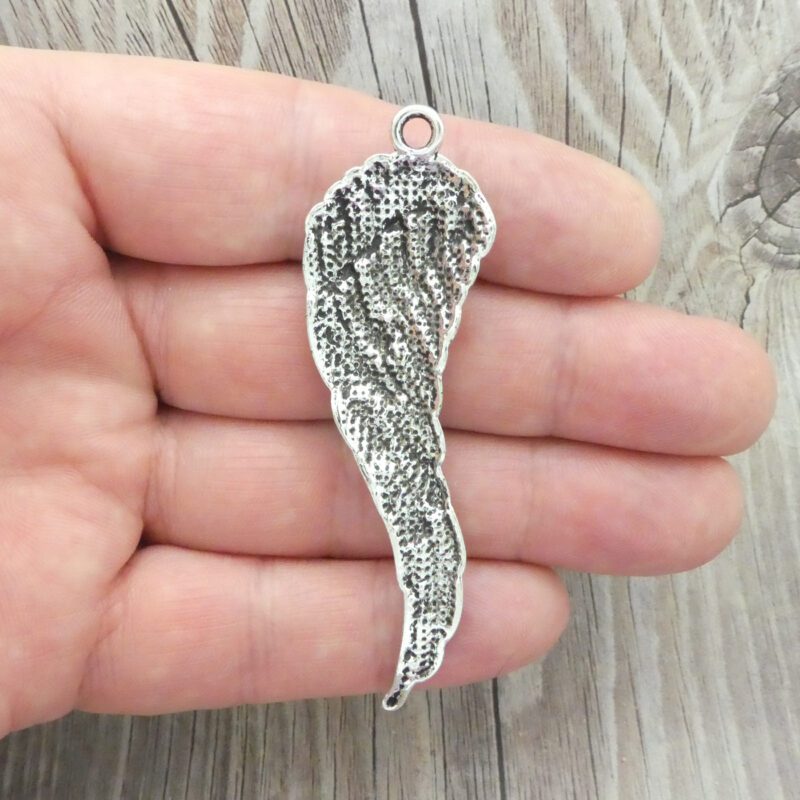 3 Silver Angel Wing Charm Pendant 74x22mm by TIJC SP1287 - Image 5