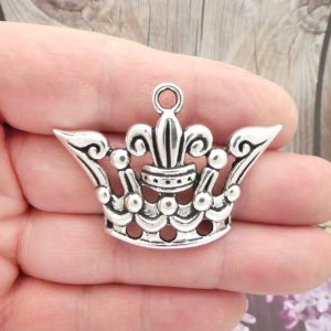large silver crown pendants for jewelry making