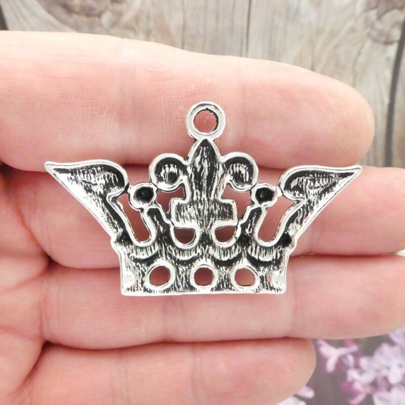 2 Crown Charm Pendant Silver 36x51mm by TIJC SP1289 - Image 3
