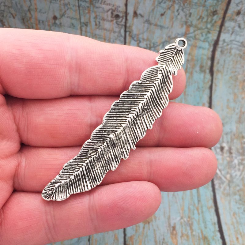 silver feather pendant