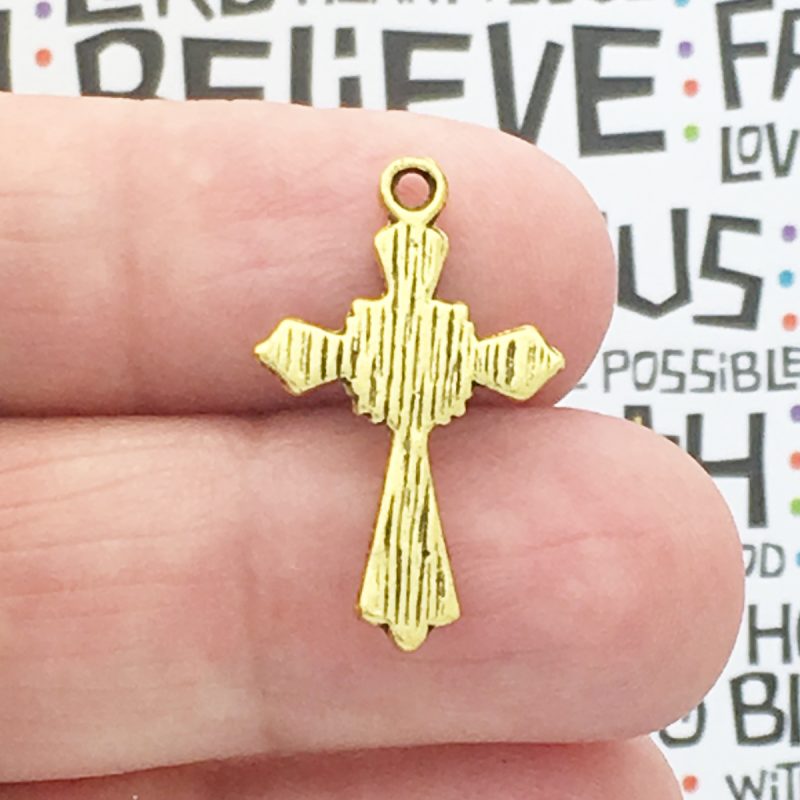 10 Gold Crucifix Cross Charm Pendant by TIJC SP1304 - Image 2