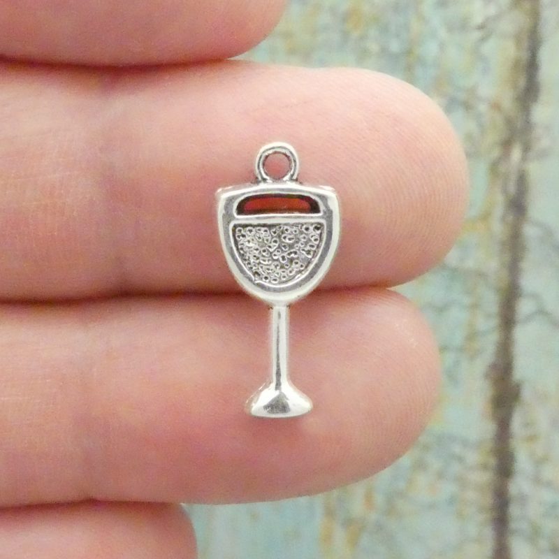 BULK 60 Wine Glass Charm Silver by TIJC SP1308B - Image 5
