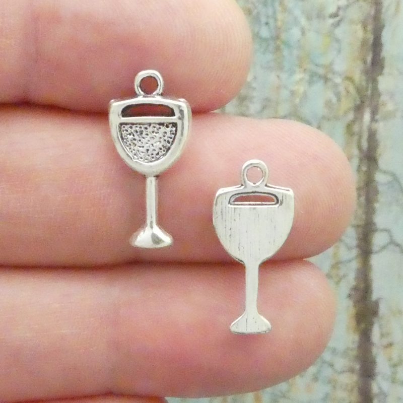BULK 60 Wine Glass Charm Silver by TIJC SP1308B - Image 4