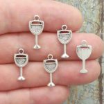 BULK 60 Wine Glass Charm Silver by TIJC SP1308B
