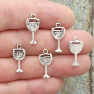 BULK 60 Wine Glass Charm Silver by TIJC SP1308B