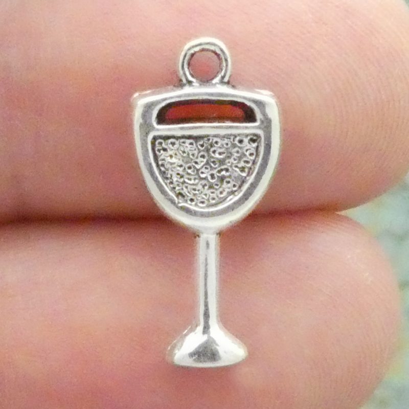 BULK 60 Wine Glass Charm Silver by TIJC SP1308B - Image 2