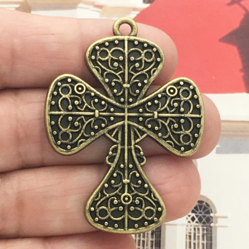 bronze cross charm