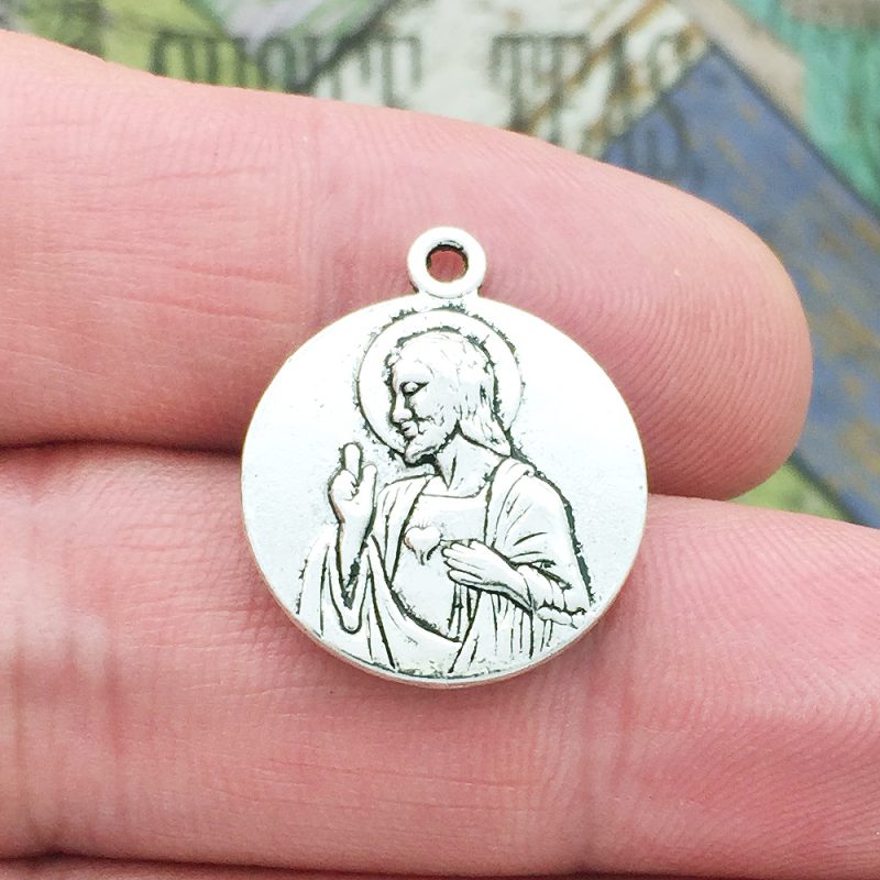 5 Silver Jesus Charm and Madonna with Child Medal by TIJC SP1326 - Image 3