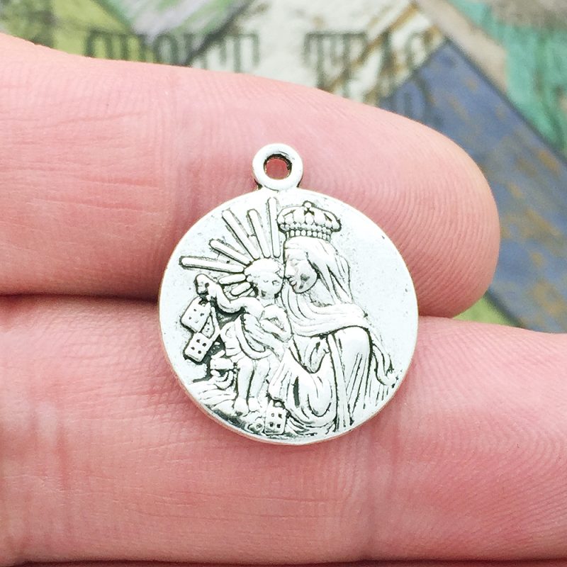 5 Silver Jesus Charm and Madonna with Child Medal by TIJC SP1326 - Image 4