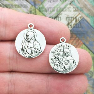 5 Silver Jesus Charm and Madonna with Child Medal by TIJC SP1326