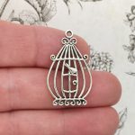 silver bird cage charm