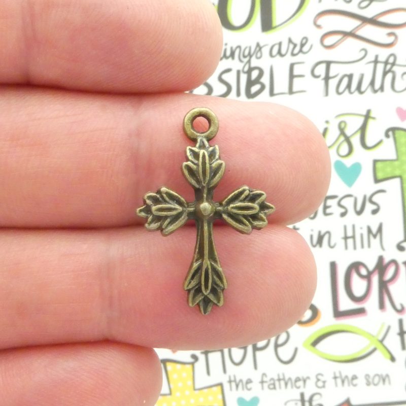 bronze cross charm