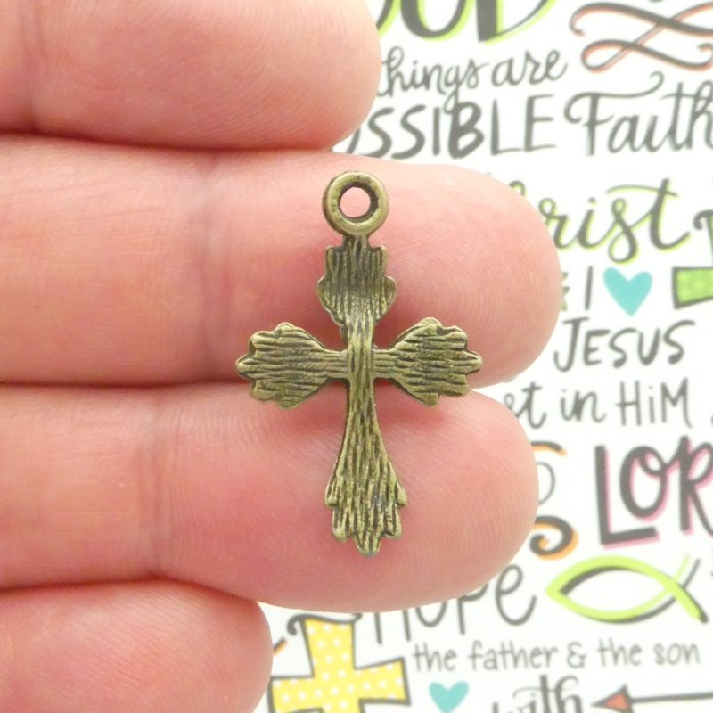 bronze cross charms bulk