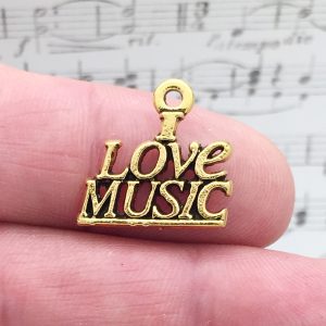BULK 25 I Love Music Charm Gold by TIJC SP1375B