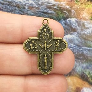 5 Miraculous Medal Bronze Cross Charm by TIJC SP1377