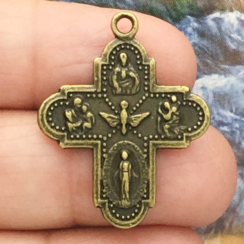 5 Miraculous Medal Bronze Cross Charm by TIJC SP1377 - Image 2