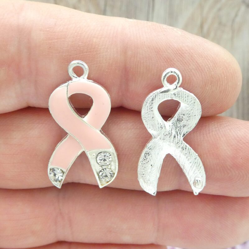 breast cancer pink ribbon charms