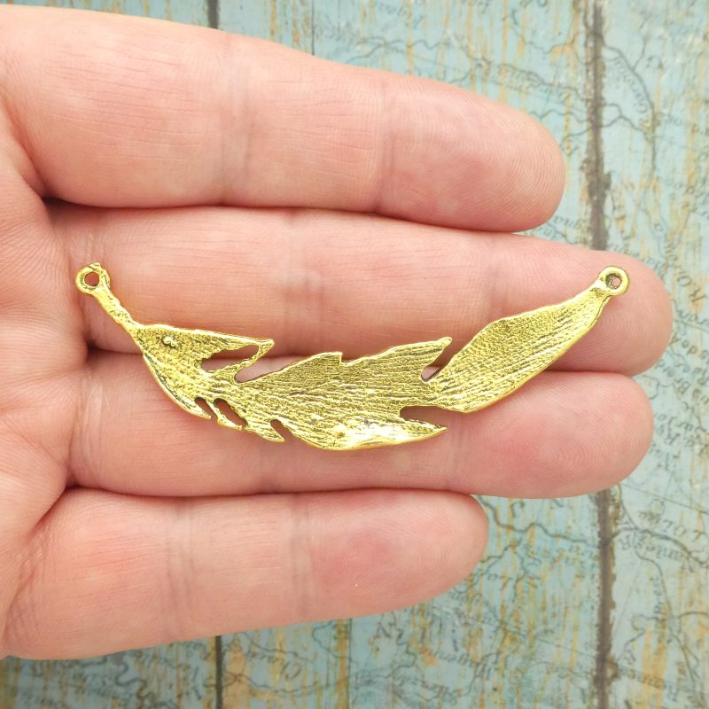 BULK 12 Feather Connector Gold Large by TIJC SP1387B - Image 4