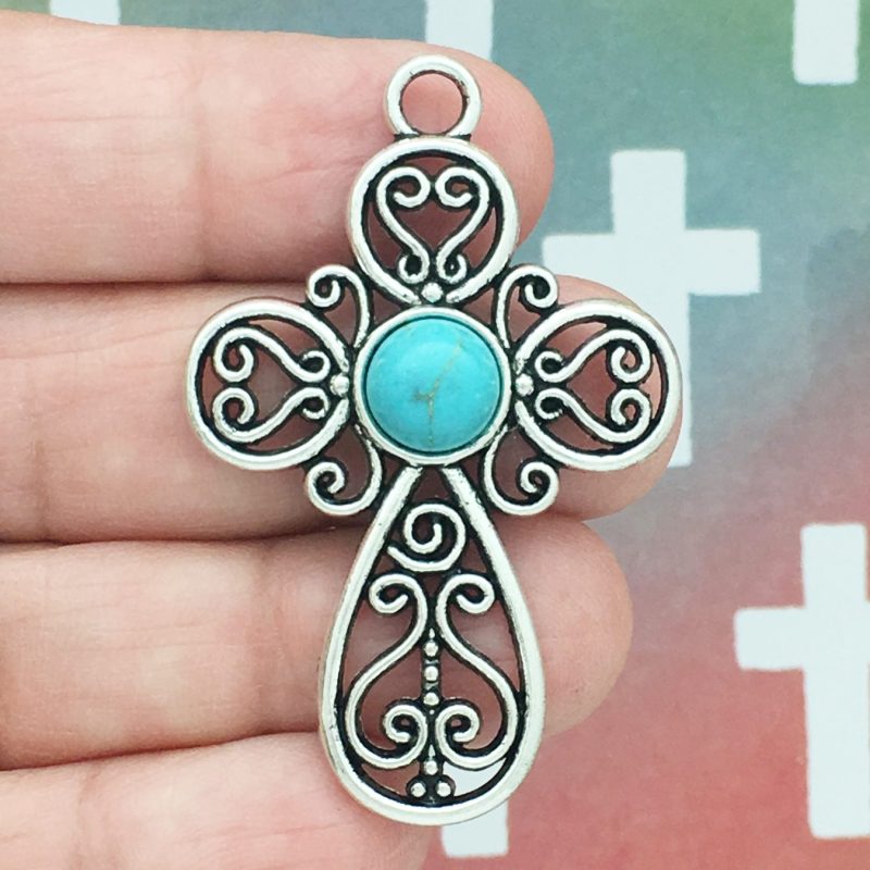 silver turquoise cross pendants wholesale
