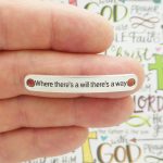 6 Affirmation Silver Bracelet Connector Where there's a will there's a way 7x44mm by TIJC SP1402
