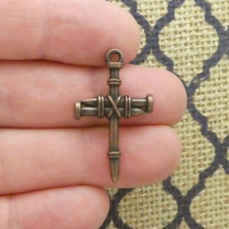 Copper Nail Cross Charm