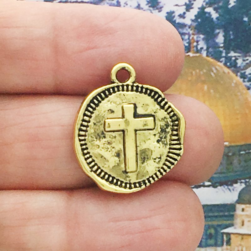 Hammered Gold Cross Pendant