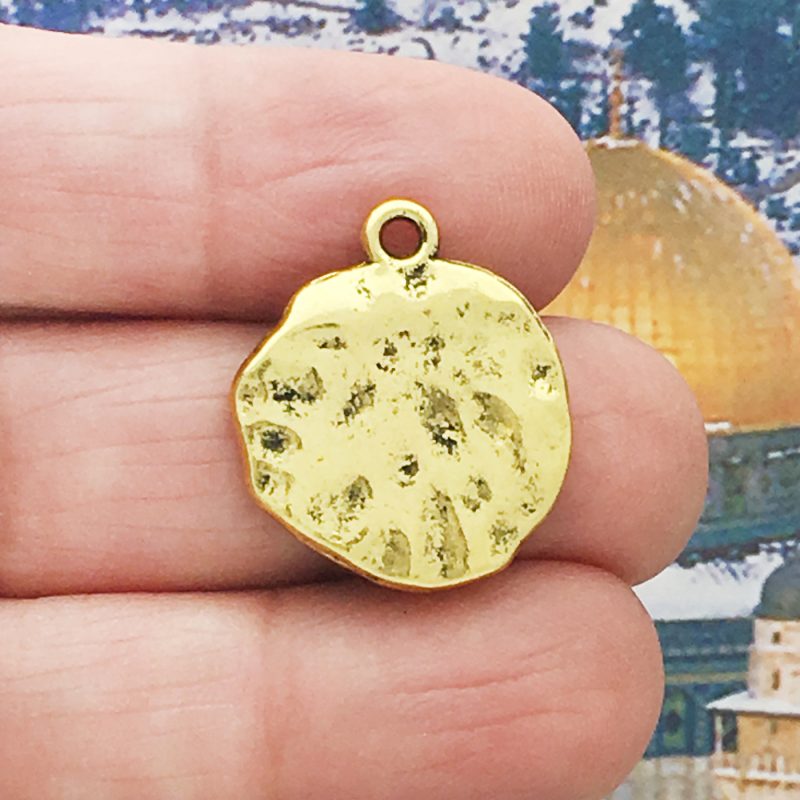 6 Hammered Gold Cross Charm Pendant by TIJC SP1435 - Image 2
