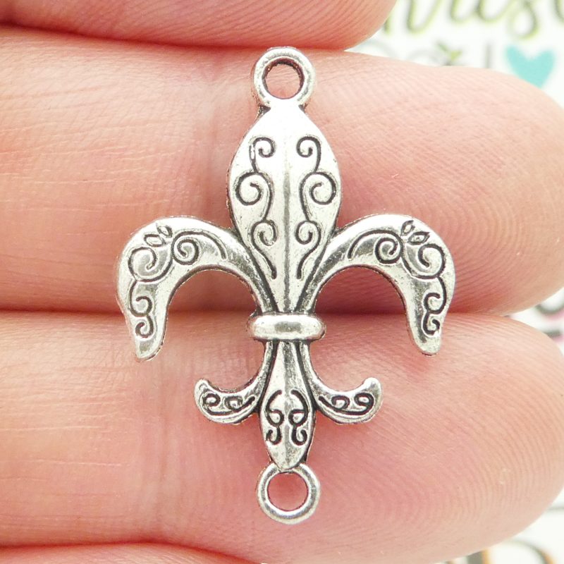 Silver Fleur de Lis Bracelet Connector