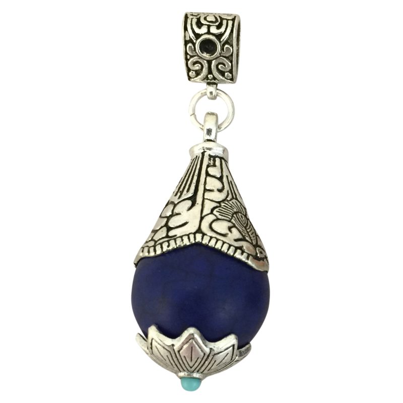1 Lapis Lazuli Pendant with Silver Cone and Turquoise Bead 46x23mm by TIJC SP1438 - Image 3