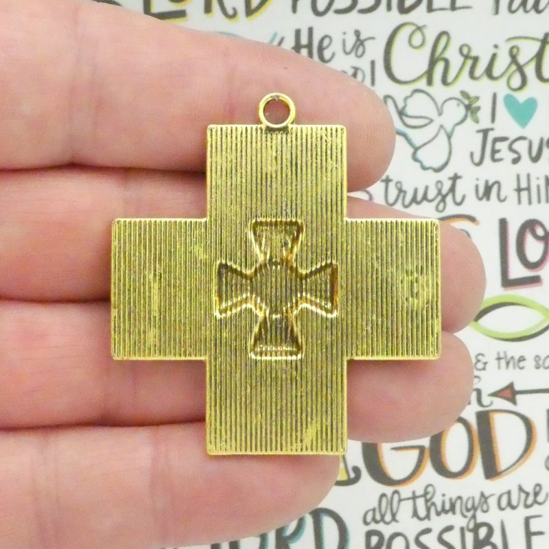 BULK 3 Turquoise Cross Charm Gold by TIJC SP1441B - Image 5
