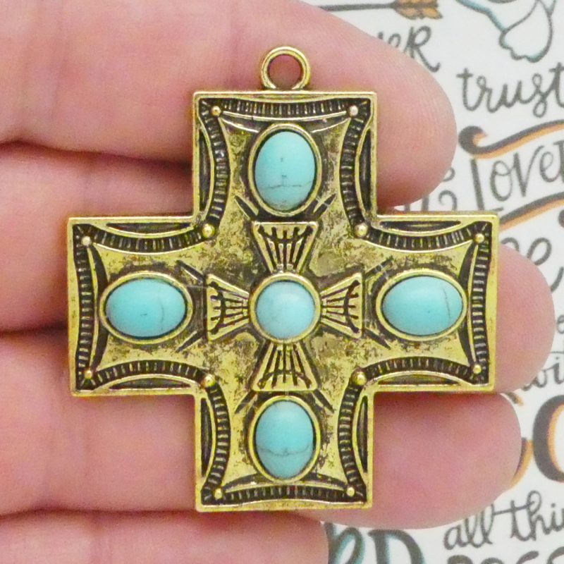 Turquoise Cross Pendants for Jewelry Making