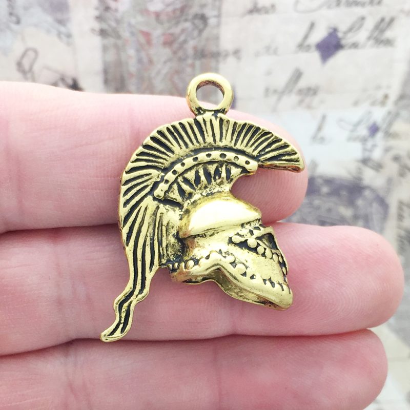 Gold Trojan Helmet Pendant