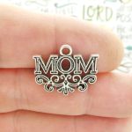 5 Silver Mom Charm Pendant 18x22mm by TIJC SP1447